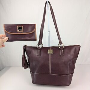 Dooney & Bourke Burgundy Tote and Wallet Set